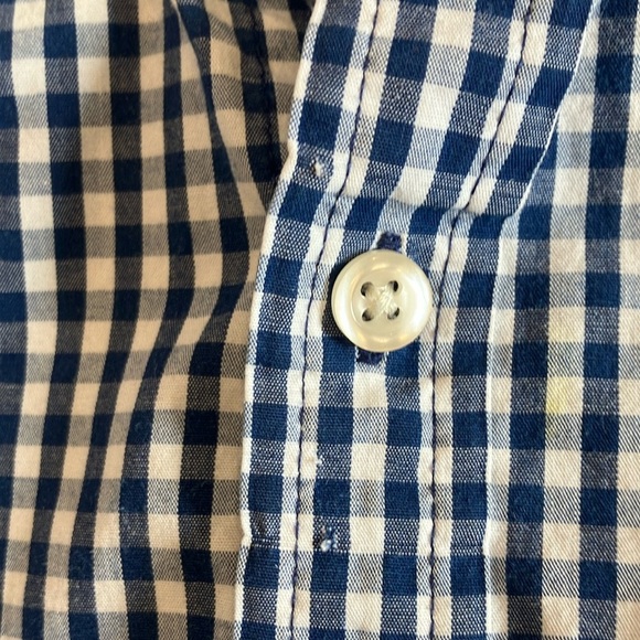 Men’s size small IZOD checkered blue & white Gingham Casual Button Down Shirt - Picture 5 of 16
